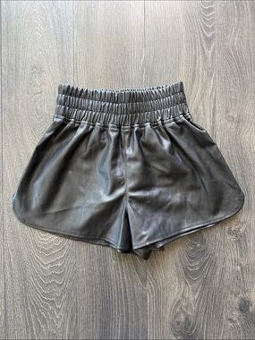 High-Waist Black Faux Leather Lounge Shorts